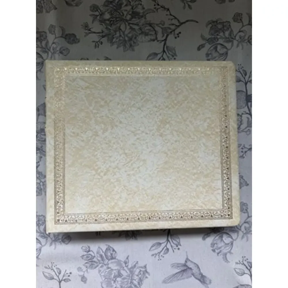 Vtg Art Leather Perma-Bound Photo Album Large White 10 Page Gold Metal Edge